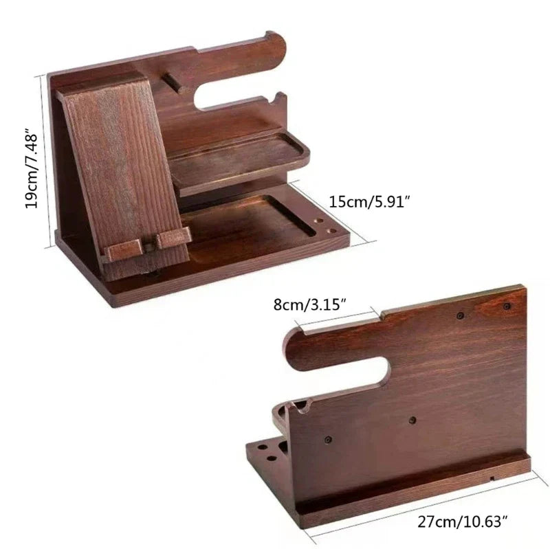 Skanto | Houten Nachtkastje Telefoon Dockingstation – Multifunctioneel Rek voor Portemonnee, Horloge en Opslag, Ideaal voor Valentijnsdag
