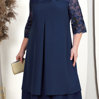 Elysian Elegance Plus Size Jurk | Exquisiet geborduurd bloemen patchwork ontwerp perfect voor herfstbruiloften en formele feesten