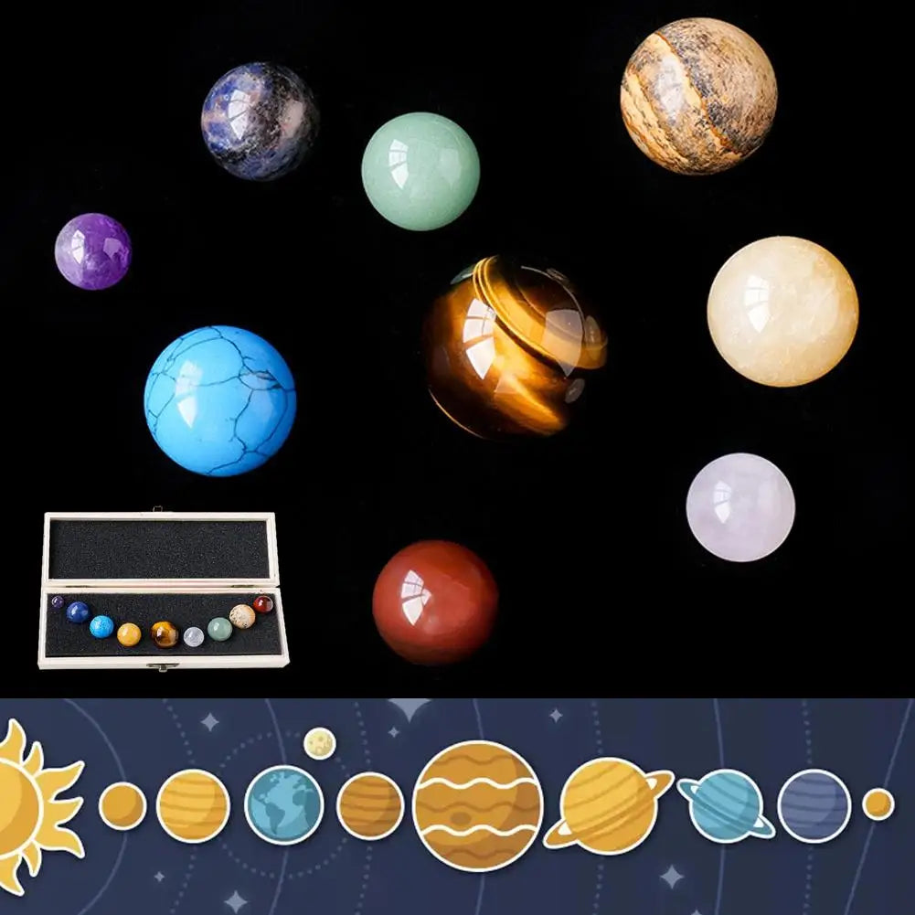 GalaxyGem | Decoratief zonnestelsel met natuurlijke edelsteenbolletjes