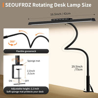Lumavue LED Bureau Lamp met Klem | Extra Brede Verlichting | Traploos Dimbaar & Instelbare Kleurtemperatuur | Voor Thuiswerkplek & Schermwerkplek