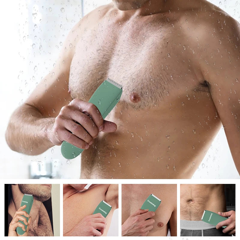 GroomLux Elite Lichaamshaar Trimmer | Precisie elektrische scheermes met vervangbare keramische messen voor een soepele, waterdichte verzorgingservaring.