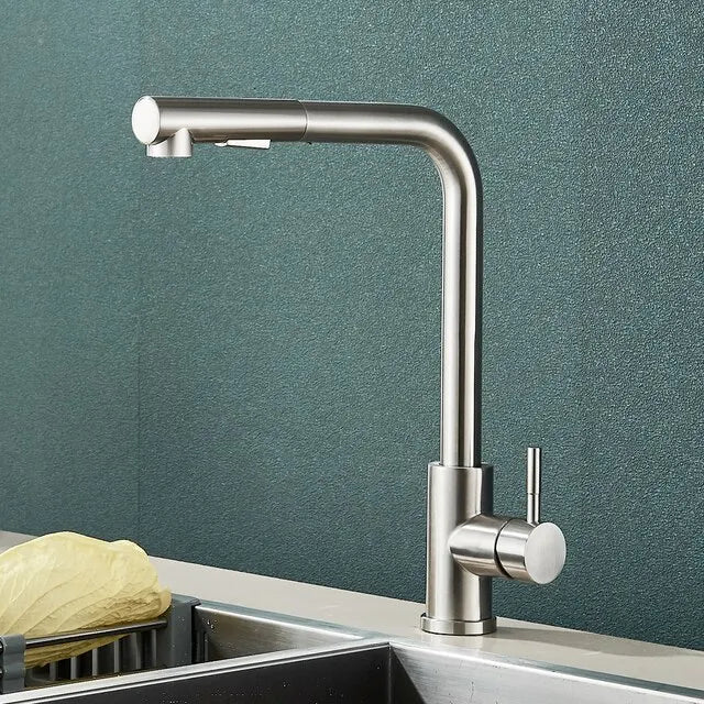 Skanto | Zwart uittrekbare keukenkranen - Flexibele 2-modus straal- en spraydouche, roestvrijstalen warm-koud watermengkraan