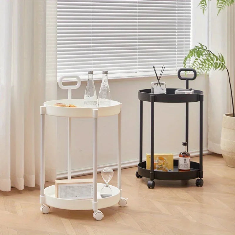 Aetherelle - 2-Laagse Bijzettafel op Wielen met Handvat