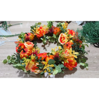 Autumna Charm Herfst Deurkrans | Pompoen & Riet | 40 cm | Handgemaakte Decoratie voor Herfst & Thanksgiving
