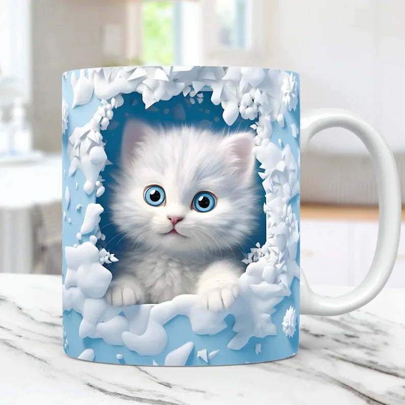 FelineElegance 3D Zwarte Kat Koffiemok | Betoverende keramische theekop met een speels ontwerp, perfect voor kinderen en ideaal voor verrassingscadeaus.