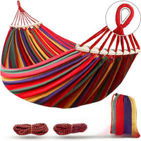 Dubbele Canvas Hangmat met Houten Spreiders voor Buiten