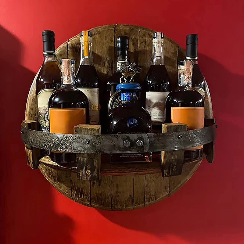 Vinoteca Luxe Houten Wijnfles Houder | Elegante muurdisplay voor het stijlvol presenteren van wijn- en whiskeyflessen met een vintage uitstraling
