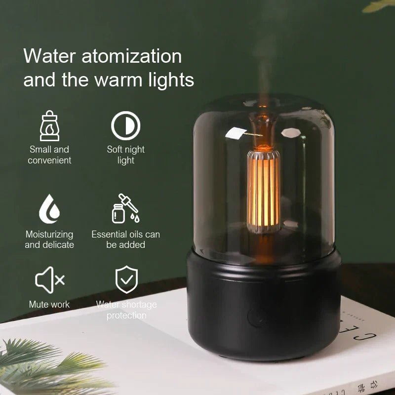 Retro Aroma Diffuser met Nachtlicht - USB etherische olie-luchtbevochtiger voor thuis en kantoor