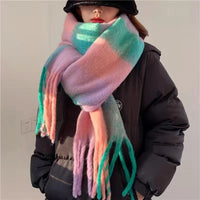 Winter sjaal – Zachte pluche stof, Extra lang & Kleurrijk ruitpatroon