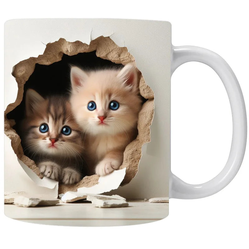 FelineElegance 3D Zwarte Kat Koffiemok | Betoverende keramische theekop met een speels ontwerp, perfect voor kinderen en ideaal voor verrassingscadeaus.