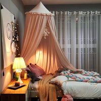 LumaNest Kinderbedtent Met Kwastjes In Wit Roze Grijs