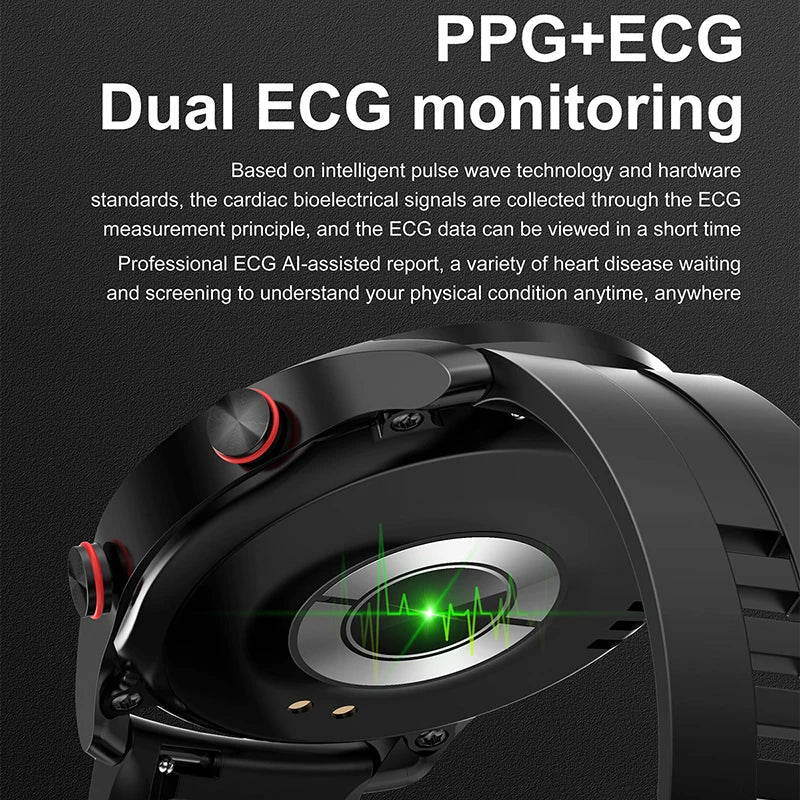 CARDIOTRON – Premium Heren-Smartwatch met ECG+PPG & Belfunctie