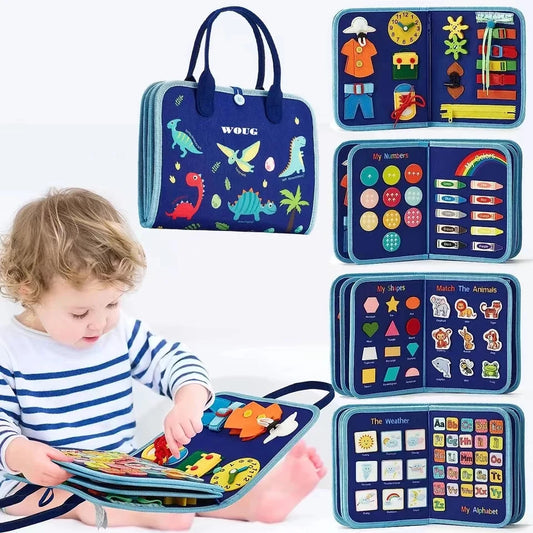 Montessori Luxe Peuter Sensorisch Bord | Betrokken vilt activiteit bord ontworpen om de fijne motoriek en sensorische intelligentie bij kleuters te verbeteren, perfect voor vroegtijdig onderwijs en doordachte cadeaus.