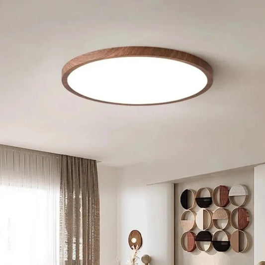 Moderne ronde LED plafondlamp met houten frame