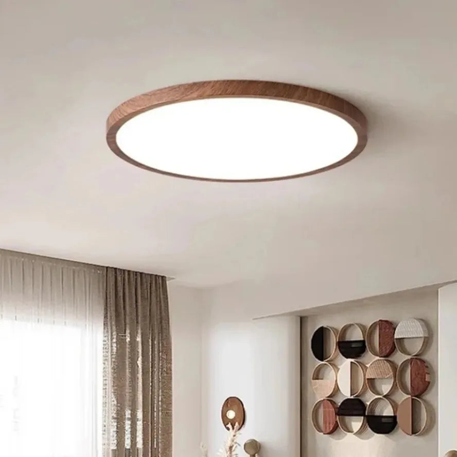 Moderne ronde LED plafondlamp met houten frame