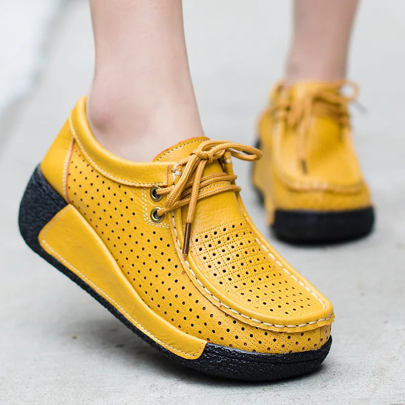 LuxeStride Leren Loafers | Elegant ontworpen platte platform mocassins voor ultiem comfort en stijl