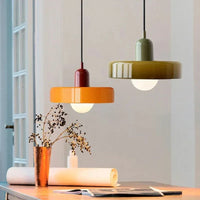 Moderne hanglamp met gekleurd glazen kap Bauhaus