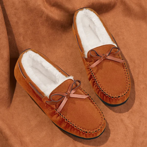 LuxeStep Elegante Moccasin Loafers | Chic strik-slippers met pluizige voering voor moeiteloze herfststijl en comfort