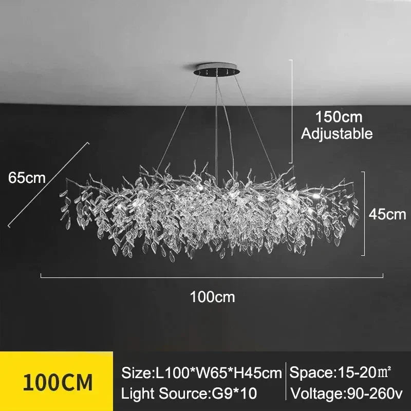 Exclusieve kroonluchter met kristallen bladeren – takken effect, moderne elegantie