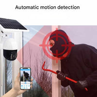 Zonne-energie Beveiligingscamera Dubbel-Lens | 10x Zoom 360° PTZ | 12.000 mAh IP66 4G WLAN | Vigiora