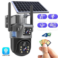 Zonne-energie Beveiligingscamera Dubbel-Lens | 10x Zoom 360° PTZ | 12.000 mAh IP66 4G WLAN | Vigiora