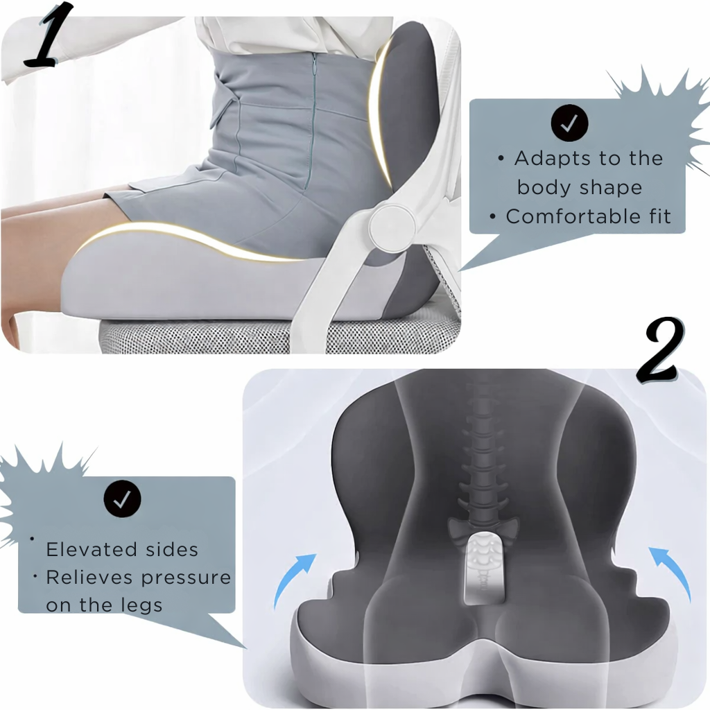 Zitkussen | Ergonomisch Geheugenschuim Zitkussen | Drukverlagend & Antislip | ErgoComfort