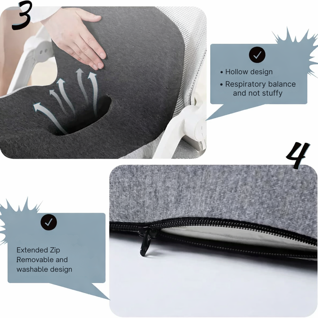 Zitkussen | Ergonomisch Geheugenschuim Zitkussen | Drukverlagend & Antislip | ErgoComfort