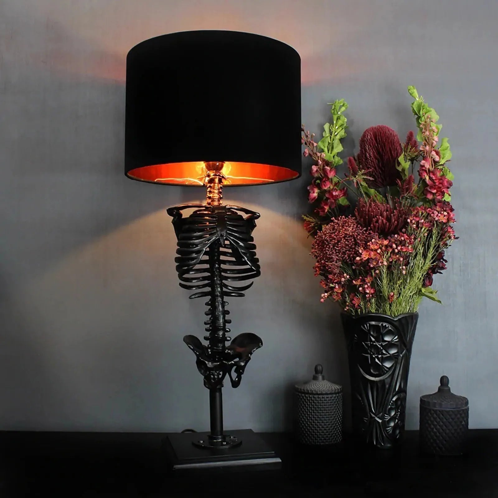 Gothic Skelett Tafel lamp | Handgemaakt Kunst Design