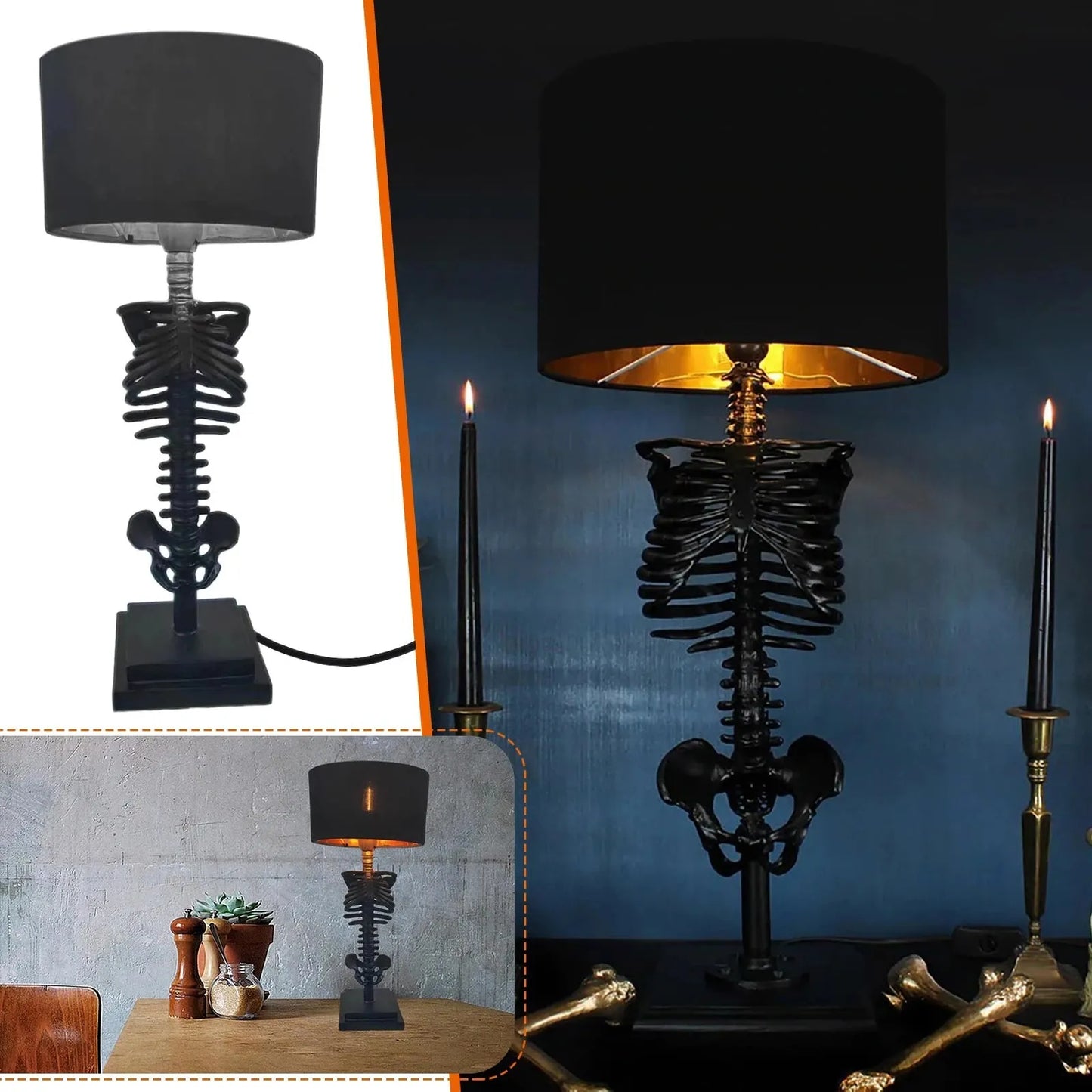 Gothic Skelett Tafel lamp | Handgemaakt Kunst Design