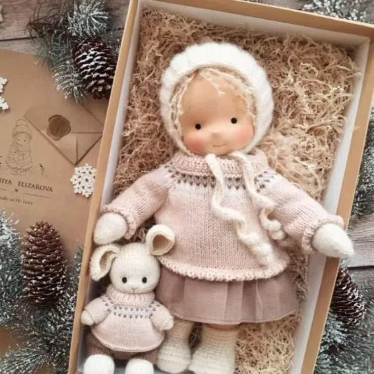 Pluche in Katoen Mila in Waldorf-stijl met Stoffen Doos