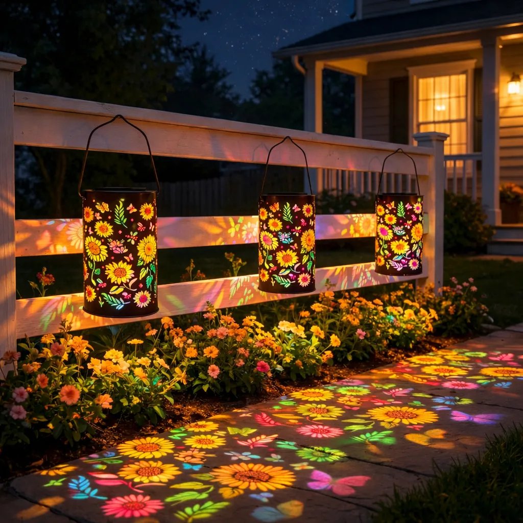 Zonne- tuinlamp | Bloemenpatroon | Lichtprojectie | GardenFlare
