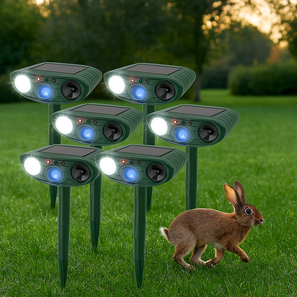 Zonne-energie Konijnenafschrikker Met Ultrasone Signaal En Knipperend Licht