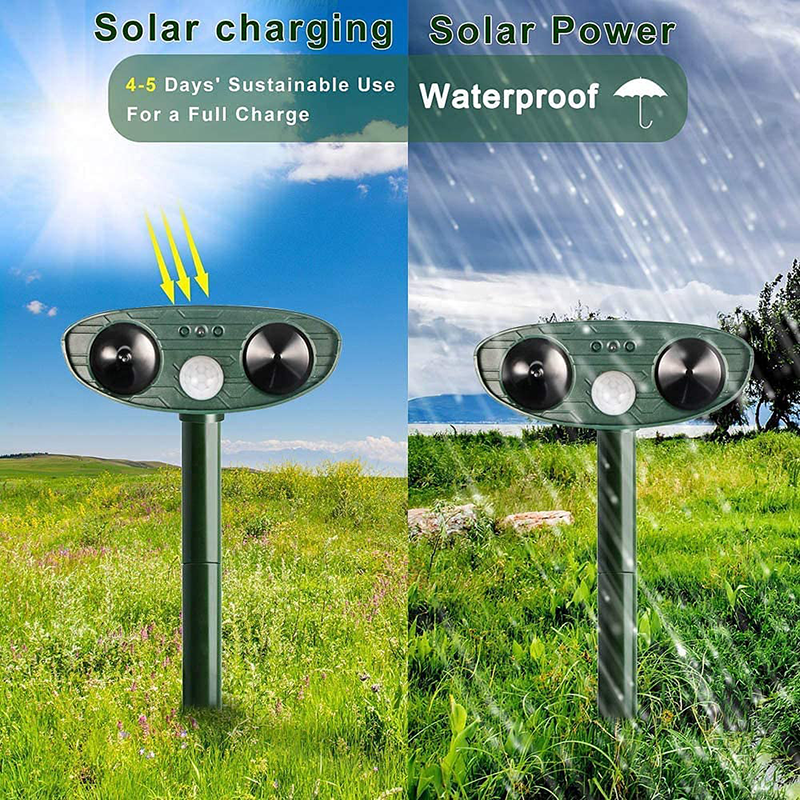 Zonne-energie Konijnenafschrikker Met Ultrasone Signaal En Knipperend Licht