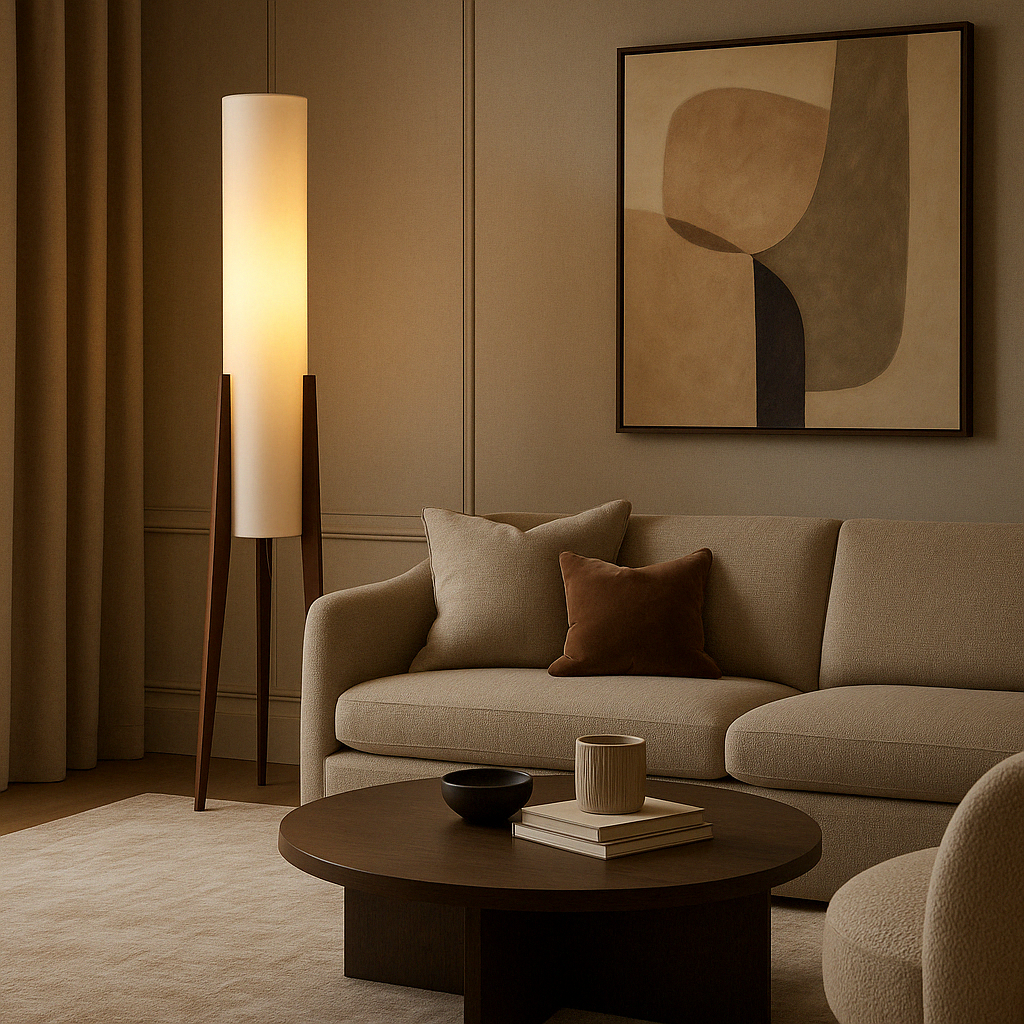 Massief Walnoten Vloerlamp