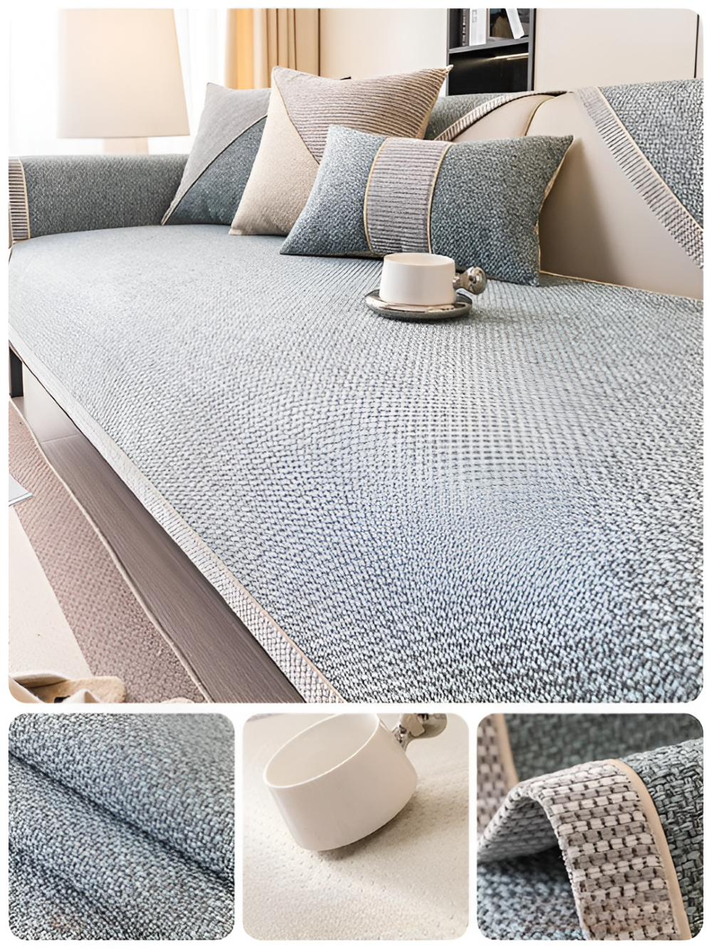 Effen Plain Sofabescherming - Duurzaam Katoen & Linnen Polyester Antislip Bankhoes