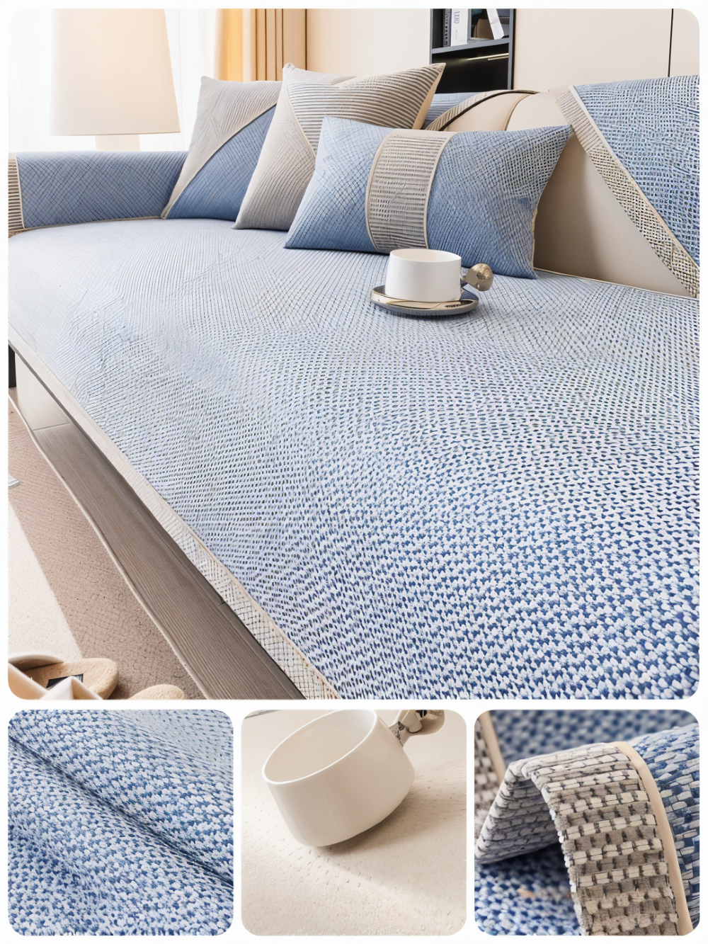 Effen Plain Sofabescherming - Duurzaam Katoen & Linnen Polyester Antislip Bankhoes