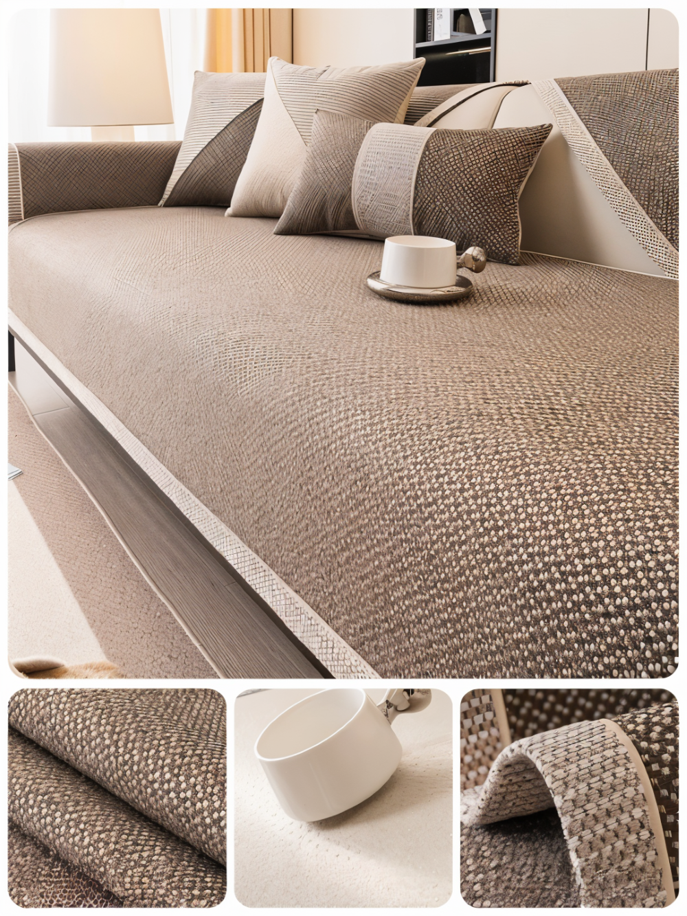 Effen Plain Sofabescherming - Duurzaam Katoen & Linnen Polyester Antislip Bankhoes