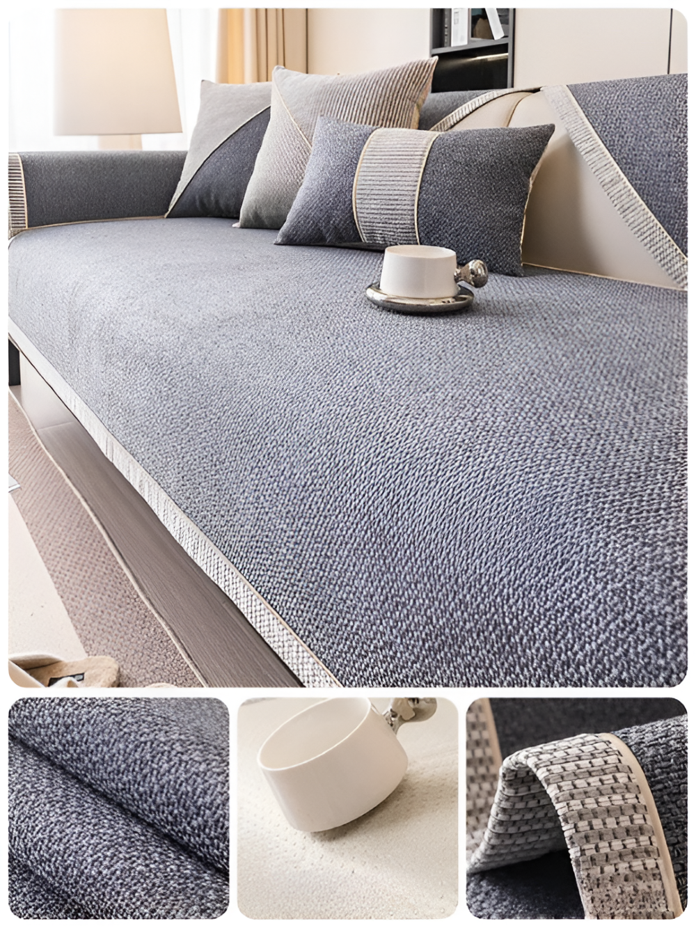 Effen Plain Sofabescherming - Duurzaam Katoen & Linnen Polyester Antislip Bankhoes