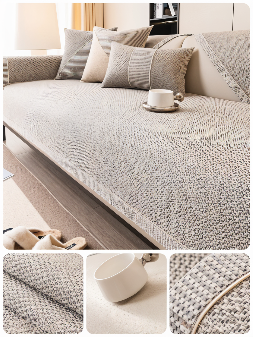 Effen Plain Sofabescherming - Duurzaam Katoen & Linnen Polyester Antislip Bankhoes