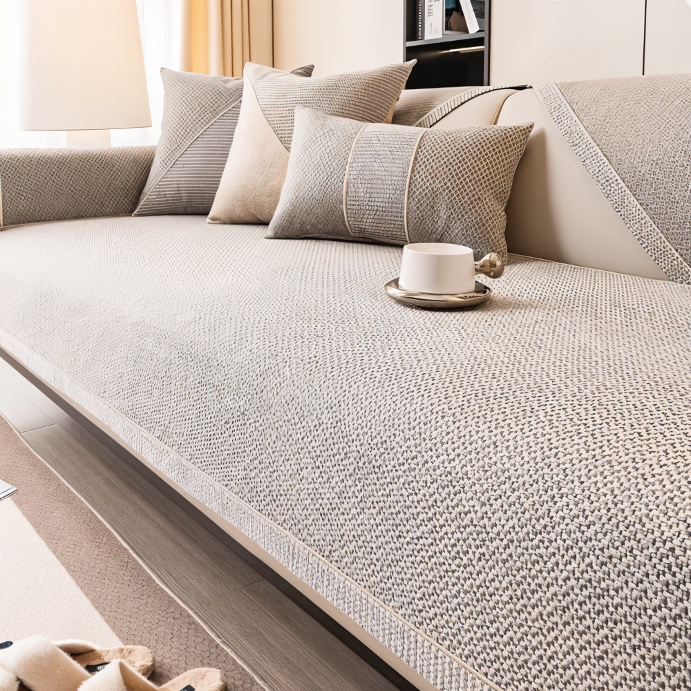 Effen Plain Sofabescherming - Duurzaam Katoen & Linnen Polyester Antislip Bankhoes