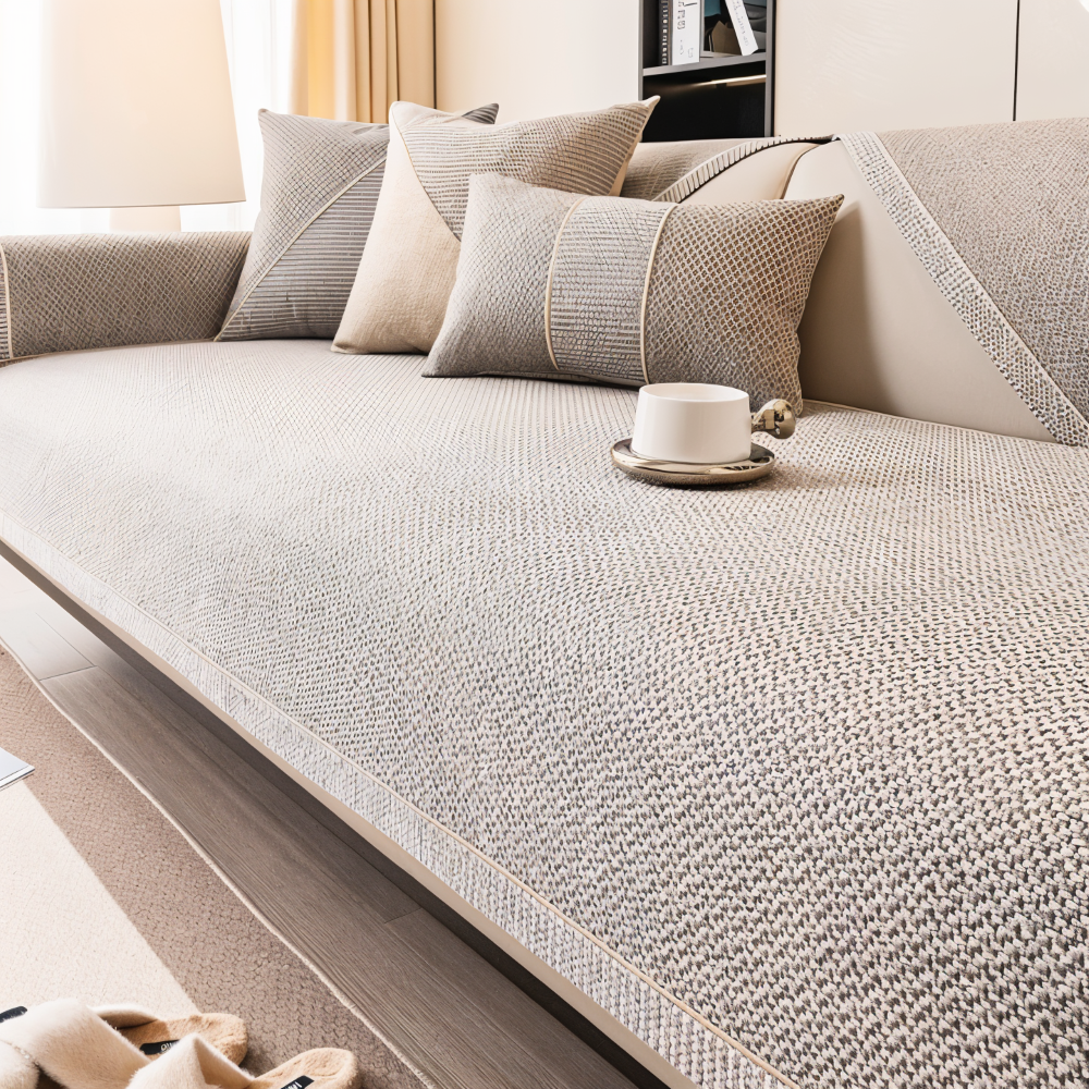 Effen Plain Sofabescherming - Duurzaam Katoen & Linnen Polyester Antislip Bankhoes
