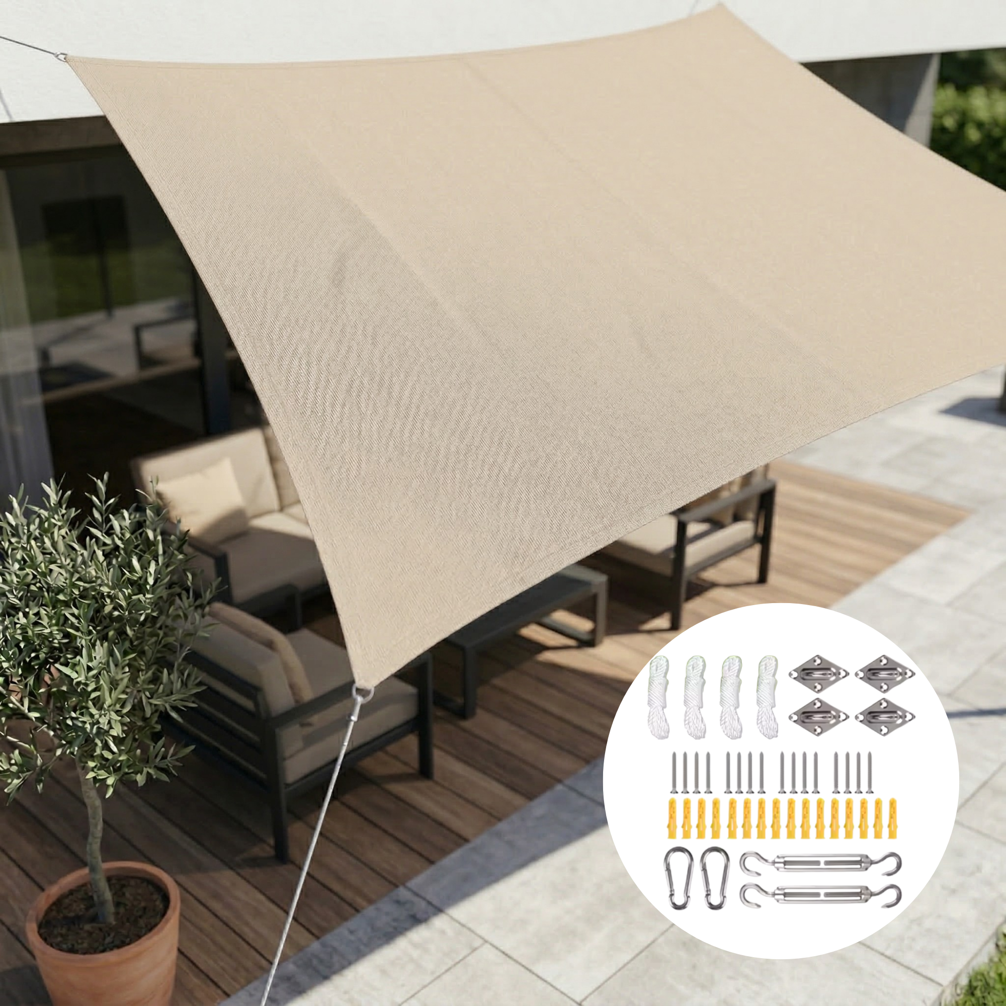 Zonnescherm Rechthoekig Waterdicht | Waterdichte Buitenstof | UV Bescherming | SkyCover