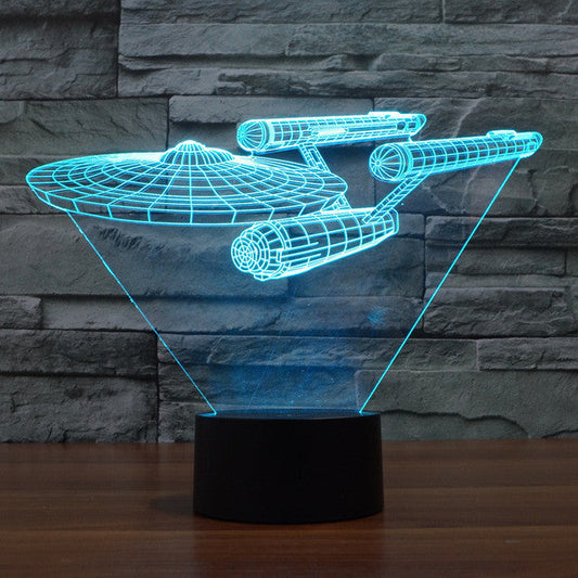 Lamp Illusie 3D Star Trek | Drijvende Enterprise | Multikleurige LED Verlichting | Hoogte 20 cm