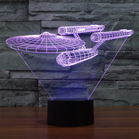 Lamp Illusie 3D Star Trek | Drijvende Enterprise | Multikleurige LED Verlichting | Hoogte 20 cm