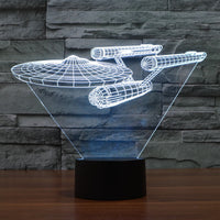 Lamp Illusie 3D Star Trek | Drijvende Enterprise | Multikleurige LED Verlichting | Hoogte 20 cm