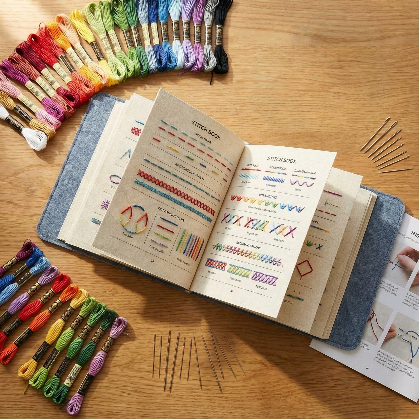 Borduurwerk | 106 Steken Stap voor Stap Boek-Set | Oefenen op Linnenpagina's | StitchLibrary