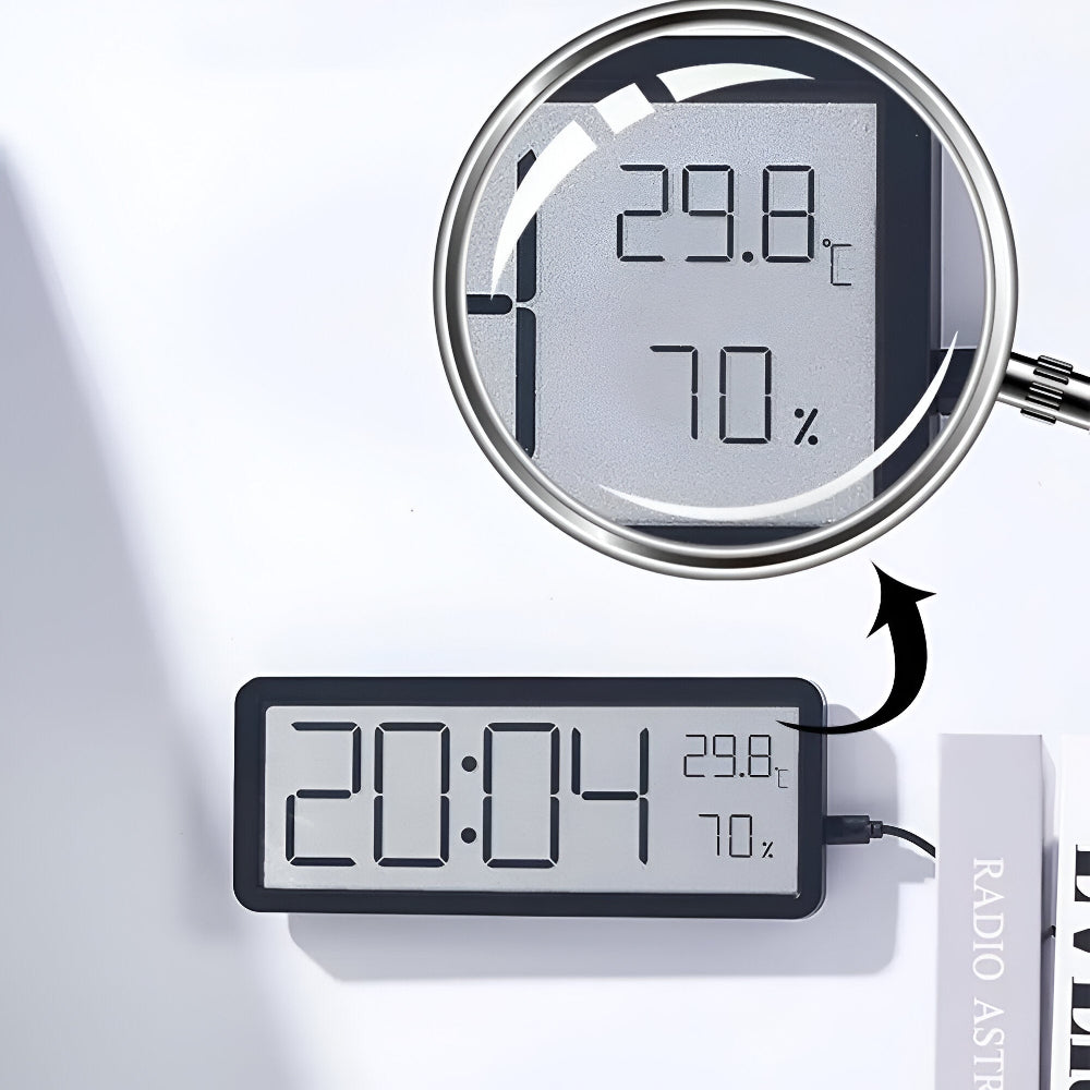 Digitale LED-Wandklok – Groot Display met Temperatuur- en Vochtigheidsweergave