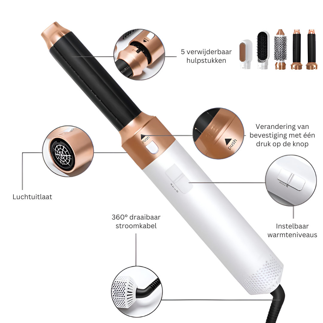 StyleLux | Krijg salon-kwaliteit haar in enkele minuten met de krachtige 5-in-1 haarstyler