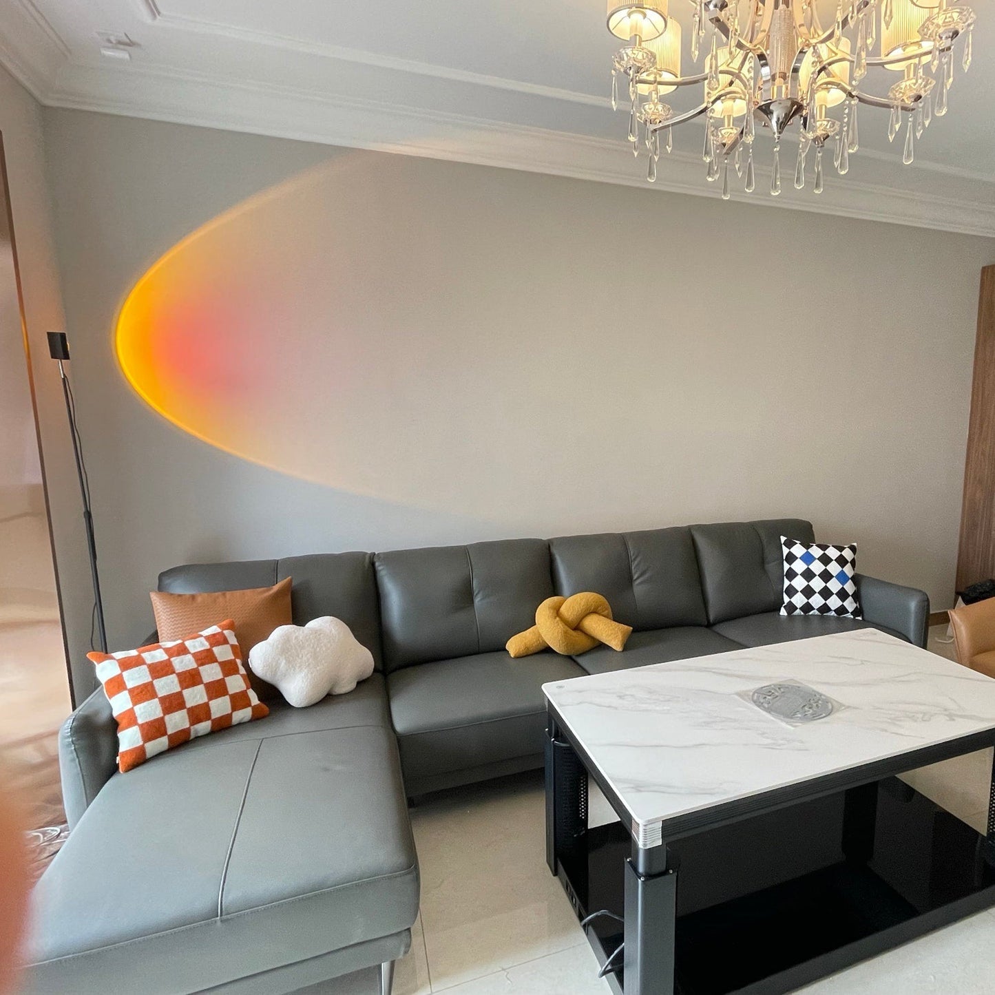 LED Kleurenprojector Vloerlamp | Minimalistisch Halo Licht Effect