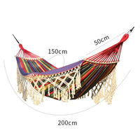 200x150cm Dubbele Buiten Camping Franje Canvas Hangmat met Paal (Wit)